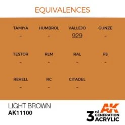 AK Interactive 3rd Gen Acrylic Light Brown 17ml -STEVENS Sales Store EQUIVALENCES 100 1
