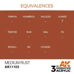 AK Interactive 3rd Gen Acrylic Medium Rust 17ml -STEVENS Sales Store EQUIVALENCES 103