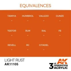 AK Interactive 3rd Gen Acrylic Light Rust 17ml -STEVENS Sales Store EQUIVALENCES 105