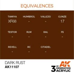 AK Interactive 3rd Gen Acrylic Dark Rust 17ml -STEVENS Sales Store EQUIVALENCES 107