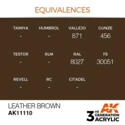 AK Interactive 3rd Gen Acrylic Leather Brown 17ml -STEVENS Sales Store EQUIVALENCES 110