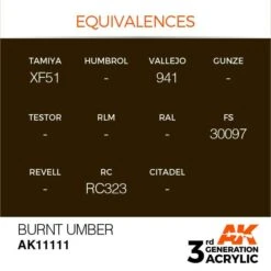 AK Interactive 3rd Gen Acrylic Burnt Umber 17ml -STEVENS Sales Store EQUIVALENCES 111