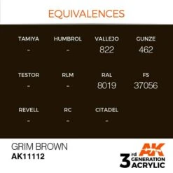 AK Interactive 3rd Gen Acrylic Grim Brown 17ml 5 AK Interactive 3rd Gen Acrylic Grim Brown 17ml -STEVENS Sales Store EQUIVALENCES 112