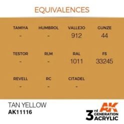 AK Interactive 3rd Gen Acrylic Tan Yellow 17ml 5 AK Interactive 3rd Gen Acrylic Tan Yellow 17ml -STEVENS Sales Store EQUIVALENCES 116 600x600 1
