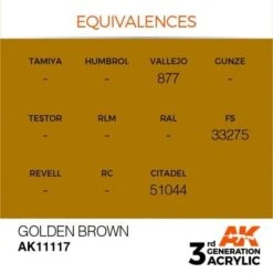 AK Interactive 3rd Gen Acrylic Golden Brown 17ml -STEVENS Sales Store EQUIVALENCES 117 600x599 1