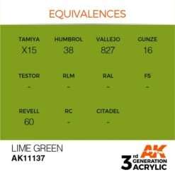 AK Interactive 3rd Gen Acrylic Lime Green 17ml -STEVENS Sales Store EQUIVALENCES 137 1