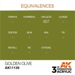 AK Interactive 3rd Gen Acrylic Golden Olive 17ml -STEVENS Sales Store EQUIVALENCES 139 600x599 2