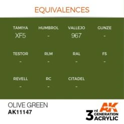 AK Interactive 3rd Gen Acrylic Olive Green 17ml -STEVENS Sales Store EQUIVALENCES 147