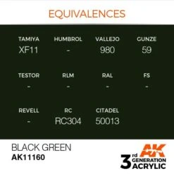 AK Interactive 3rd Gen Acrylic Black Green 17ml -STEVENS Sales Store EQUIVALENCES 160