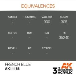 AK Interactive 3rd Gen Acrylic French Blue 17ml -STEVENS Sales Store EQUIVALENCES 166