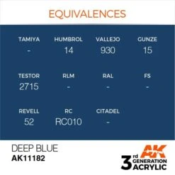 AK Interactive 3rd Gen Acrylic Deep Blue 17ml -STEVENS Sales Store EQUIVALENCES 182