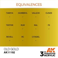AK Interactive 3rd Gen Acrylic Old Gold 17ml -STEVENS Sales Store EQUIVALENCES 192 1