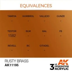 AK Interactive 3rd Gen Acrylic Rusty Brass 17ml -STEVENS Sales Store EQUIVALENCES 195