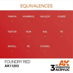 AK Interactive 3rd Gen Acrylic Foundry Red 17ml -STEVENS Sales Store EQUIVALENCES 203