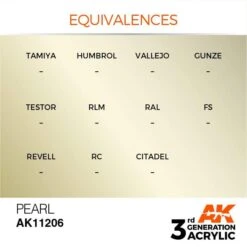 AK Interactive 3rd Gen Acrylic Pearl 17ml -STEVENS Sales Store EQUIVALENCES 206