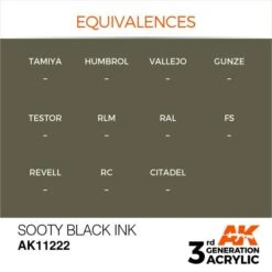 AK Interactive 3rd Gen Acrylic Sooty Black INK 17ml -STEVENS Sales Store EQUIVALENCES 222 1