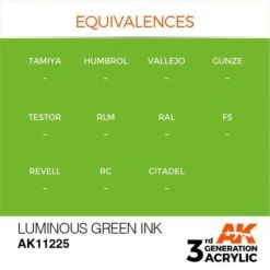 AK Interactive 3rd Gen Acrylic Luminous Green INK 17ml -STEVENS Sales Store EQUIVALENCES 225
