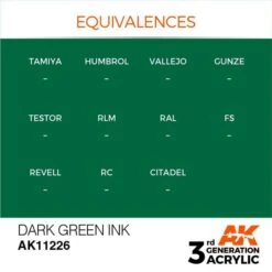 AK Interactive 3rd Gen Acrylic Dark Green INK 17ml -STEVENS Sales Store EQUIVALENCES 226 1