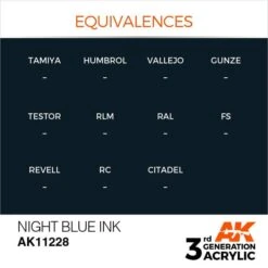 AK Interactive 3rd Gen Acrylic Night Blue INK 17ml -STEVENS Sales Store EQUIVALENCES 228