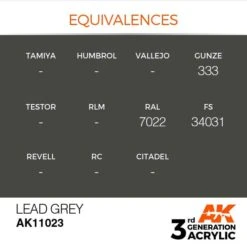 AK Interactive 3rd Gen Acrylic Lead Grey 17ml -STEVENS Sales Store EQUIVALENCES 23 1