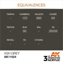 AK Interactive 3rd Gen Acrylic Ash Grey 17ml -STEVENS Sales Store EQUIVALENCES 24