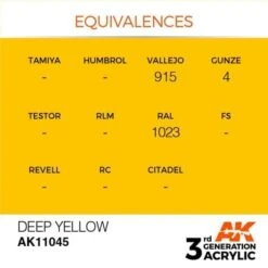 AK Interactive 3rd Gen Acrylic Deep Yellow 17ml -STEVENS Sales Store EQUIVALENCES 45 600x601 1