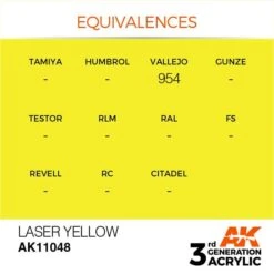 AK Interactive 3rd Gen Acrylic Laser Yellow 17ml -STEVENS Sales Store EQUIVALENCES 48