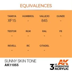 AK Interactive 3rd Gen Acrylic Sunny Skin Tone 17ml -STEVENS Sales Store EQUIVALENCES 55