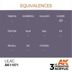AK Interactive 3rd Gen Acrylic Lilac 17ml -STEVENS Sales Store EQUIVALENCES 71