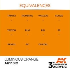 AK Interactive 3rd Gen Acrylic Luminous Orange 17ml -STEVENS Sales Store EQUIVALENCES 82