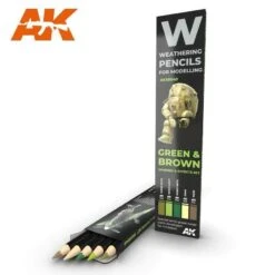 AK Interactive Weathering Pencil Set - Green And Brown Camouflages